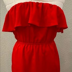 Red summer faux wrap dress